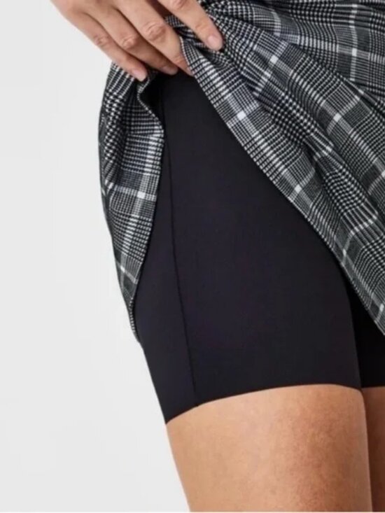 Like New SPANX Perfect Mini Skirt Skort Stretch Plaid Houndstooth Jacquard - Picture 4 of 8